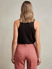 Reiss | Cotton-Blend Cowl-Neck Sleeveless Top in Plum Purple