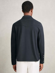 Reiss | Cotton-Cashmere Western Knitted Shirt in Navy