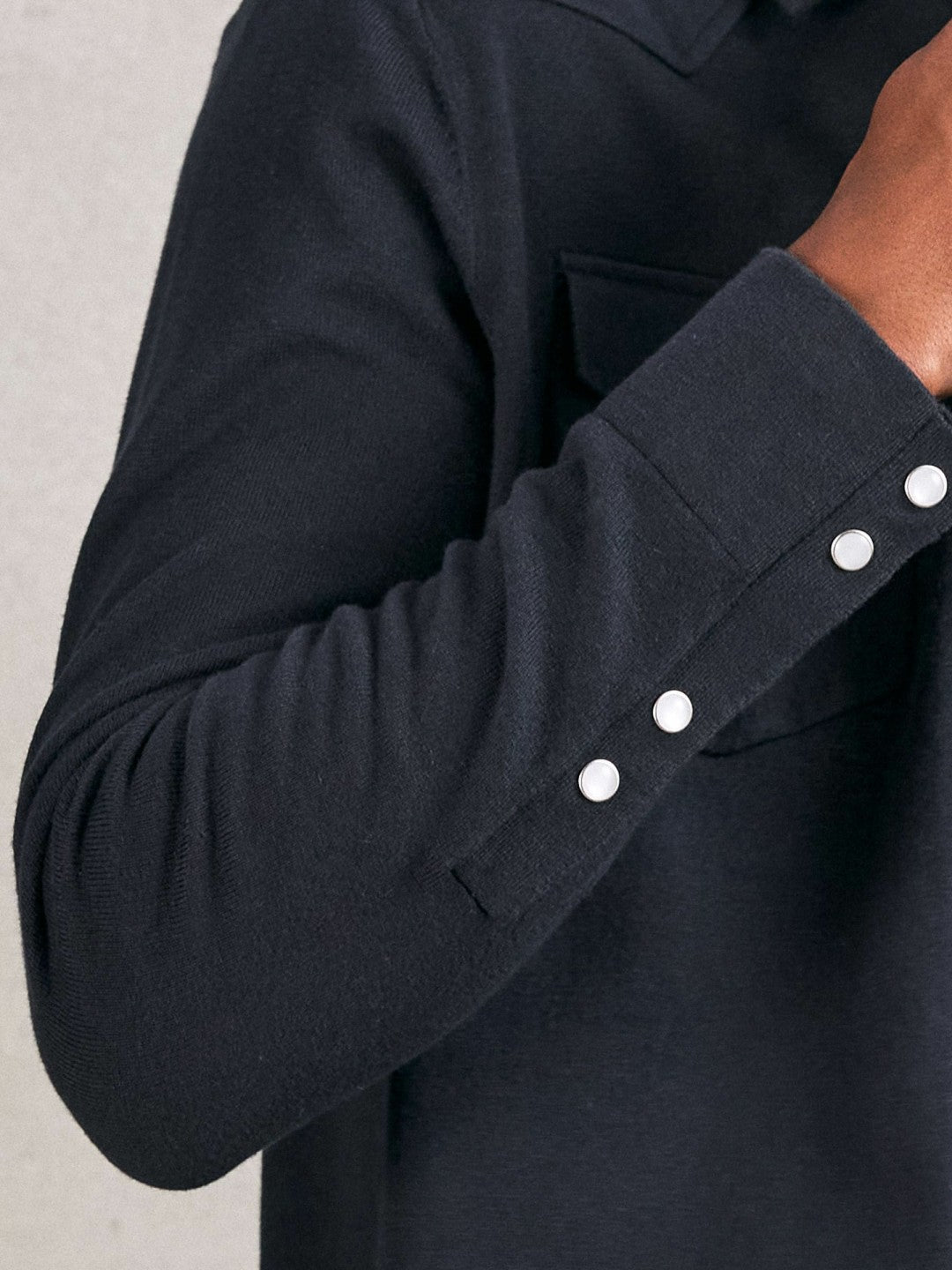 Reiss | Cotton-Cashmere Western Knitted Shirt in Navy