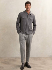 Reiss | Cotton-Cashmere Western Knitted Shirt in Charcoal Grey