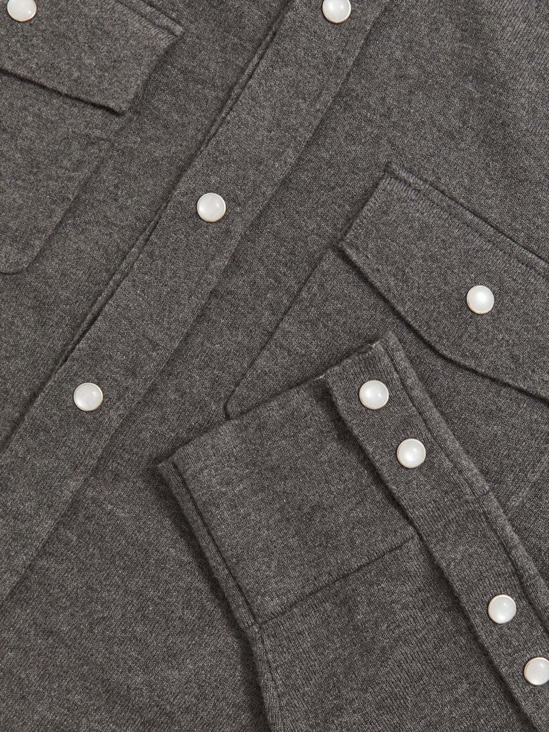 Reiss | Cotton-Cashmere Western Knitted Shirt in Charcoal Grey