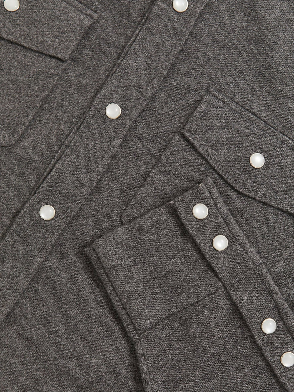 Reiss | Cotton-Cashmere Western Knitted Shirt in Charcoal Grey