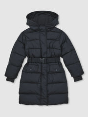 Reiss | Longline Hooded Puffer Coat in Navy