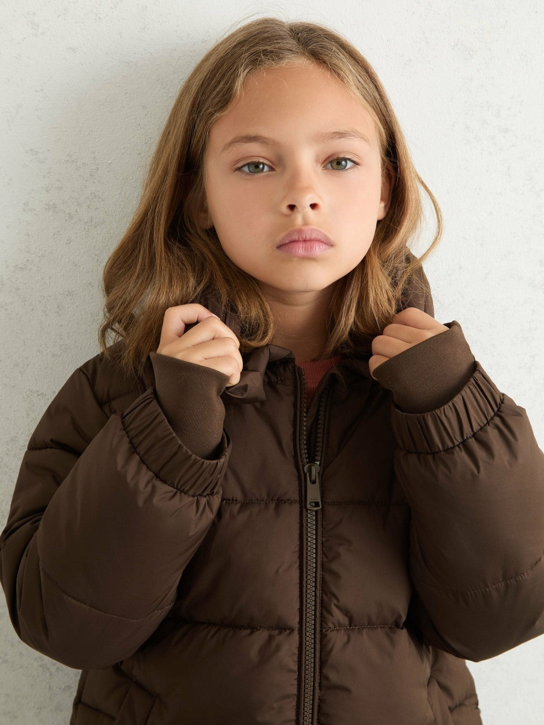 Reiss | 9-13 yrs Short Hooded Puffer Coat in Chocolate