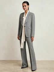 Reiss | Petite Check Flared Suit Trousers in Grey