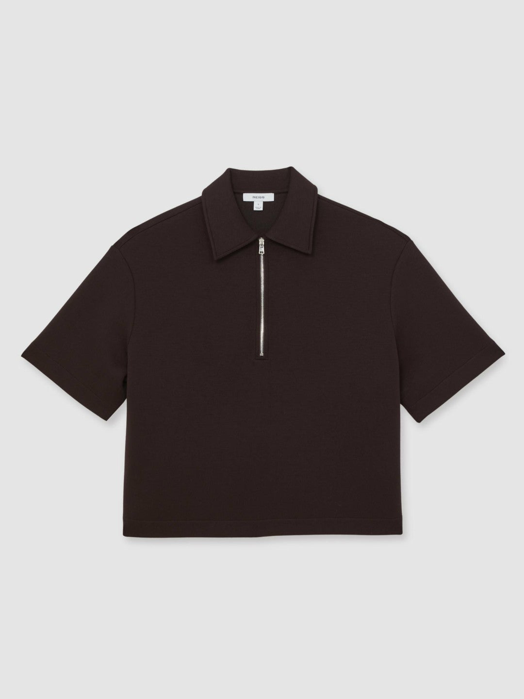 Reiss | Short-Sleeve Half-Zip Sweatshirt in Plum Purple
