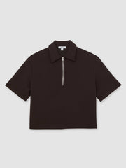 Reiss | Short-Sleeve Half-Zip Sweatshirt in Plum Purple