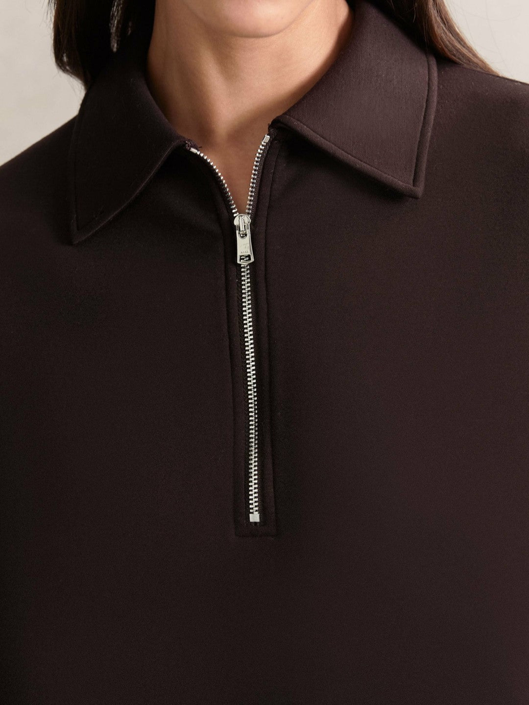 Reiss | Short-Sleeve Half-Zip Sweatshirt in Plum Purple
