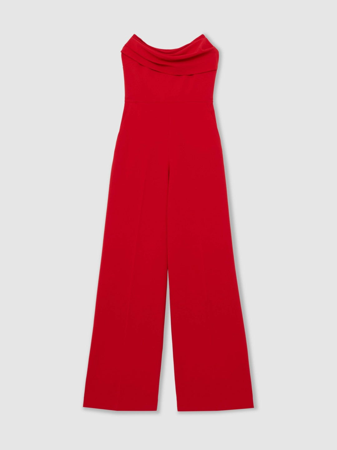 Reiss | Structured Strapless Wide-Leg Jumpsuit in Red