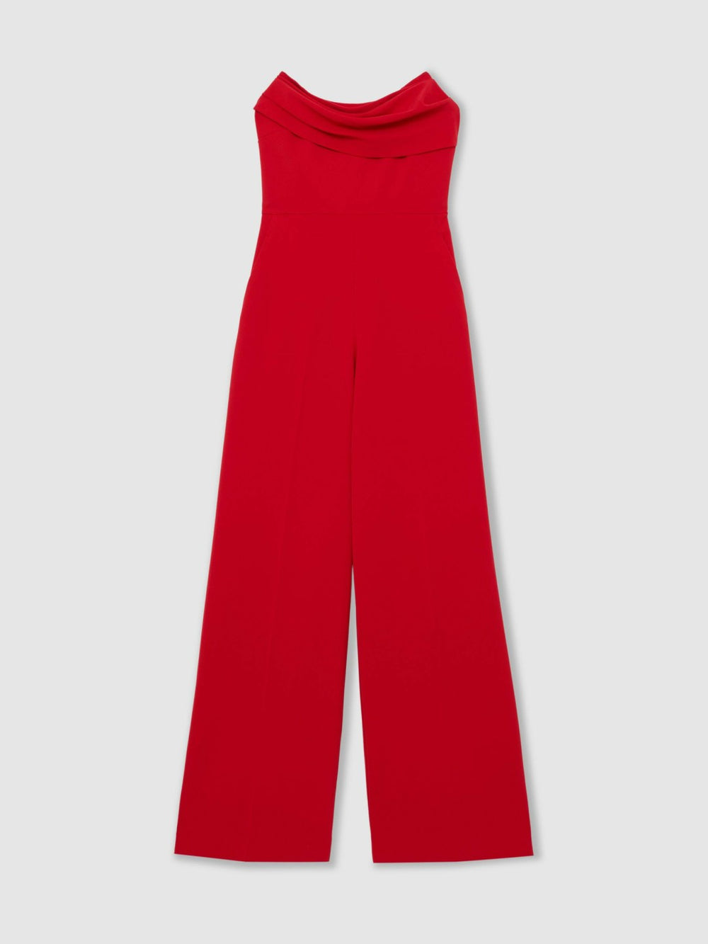 Reiss | Structured Strapless Wide-Leg Jumpsuit in Red