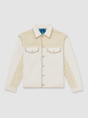 Reiss | | Tom Daley Crochet Denim Jacket in Off White