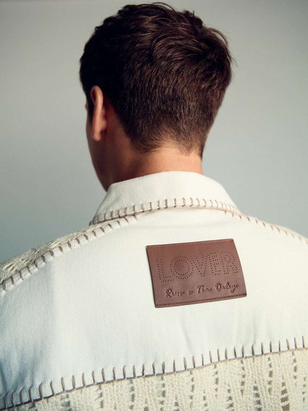 Reiss | | Tom Daley Crochet Denim Jacket in Off White