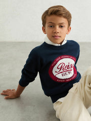 Reiss | 9-13 yrs Cotton Motor Cars Logo Jumper in Navy