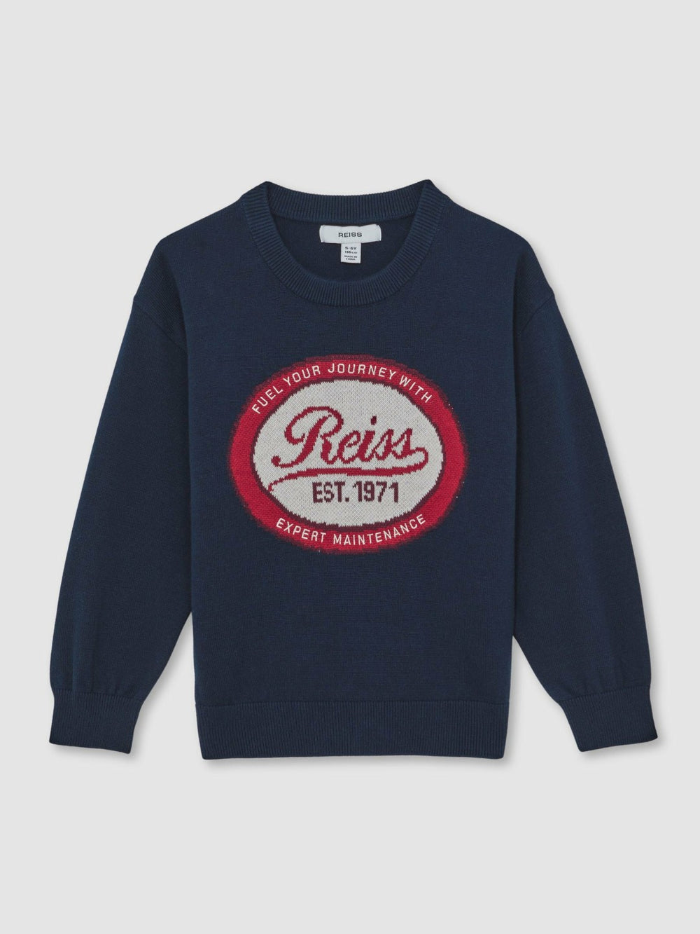 Reiss | 9-13 yrs Cotton Motor Cars Logo Jumper in Navy