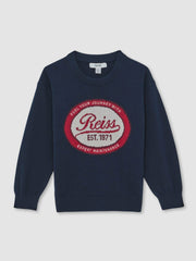 Reiss | 9-13 yrs Cotton Motor Cars Logo Jumper in Navy