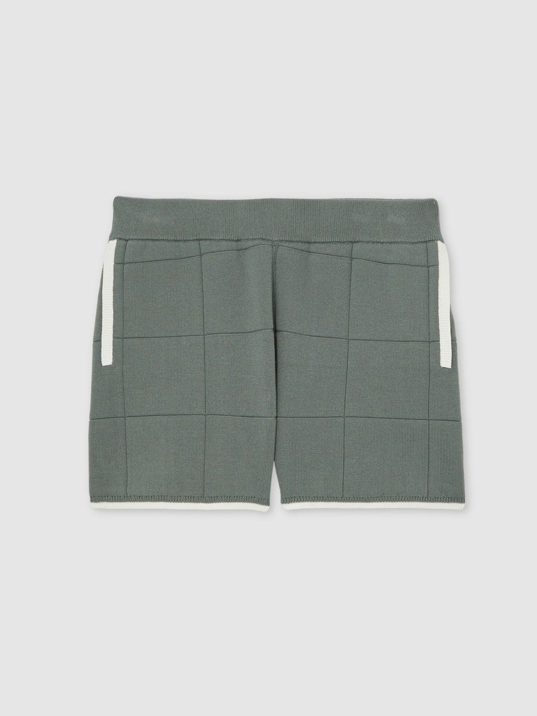 Reiss | 9-12 yrs Tipped Knit Stitch-Detail Shorts in Dark Sage Green