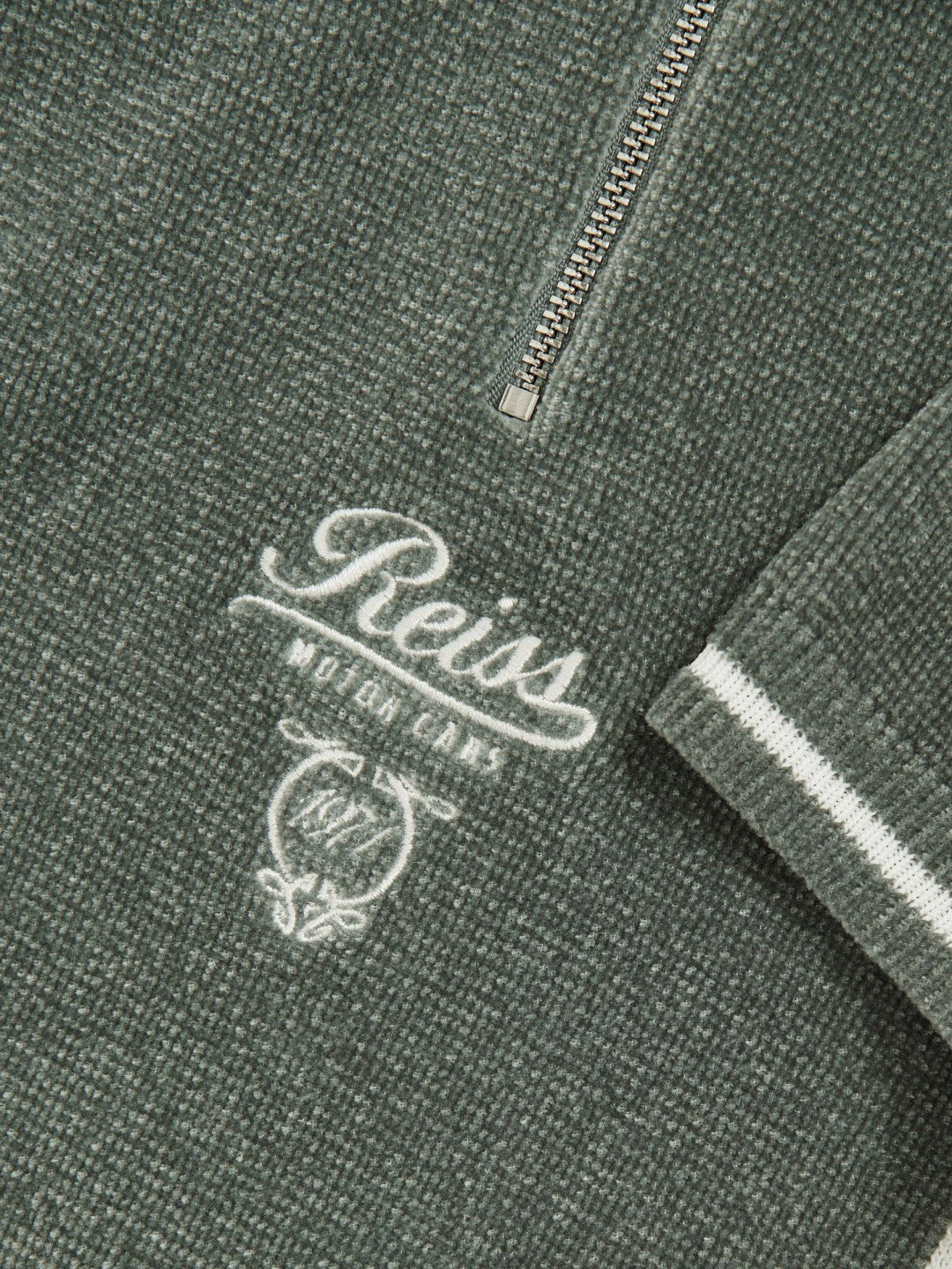 Reiss | 3-9 yrs Chenille Tipped Motor Cars Polo Shirt in Dark Sage Green/White