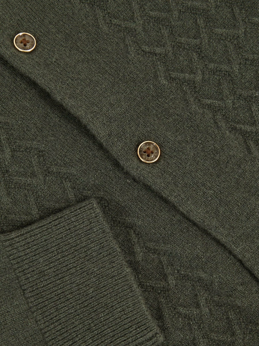 Reiss | 3-9 yrs Wool V-Stitch Button-Through Cardigan in Forest Green