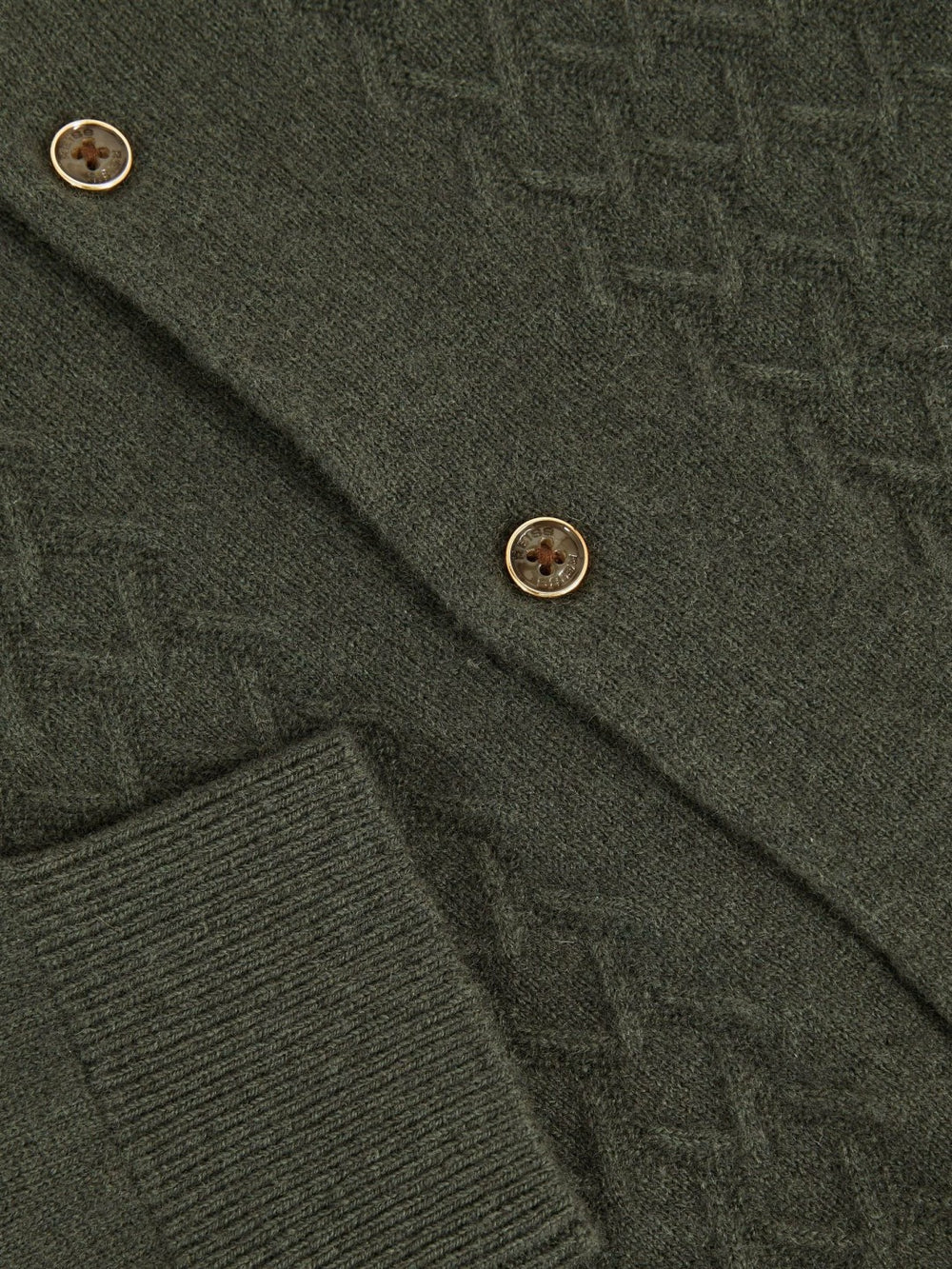 Reiss | 3-9 yrs Wool V-Stitch Button-Through Cardigan in Forest Green