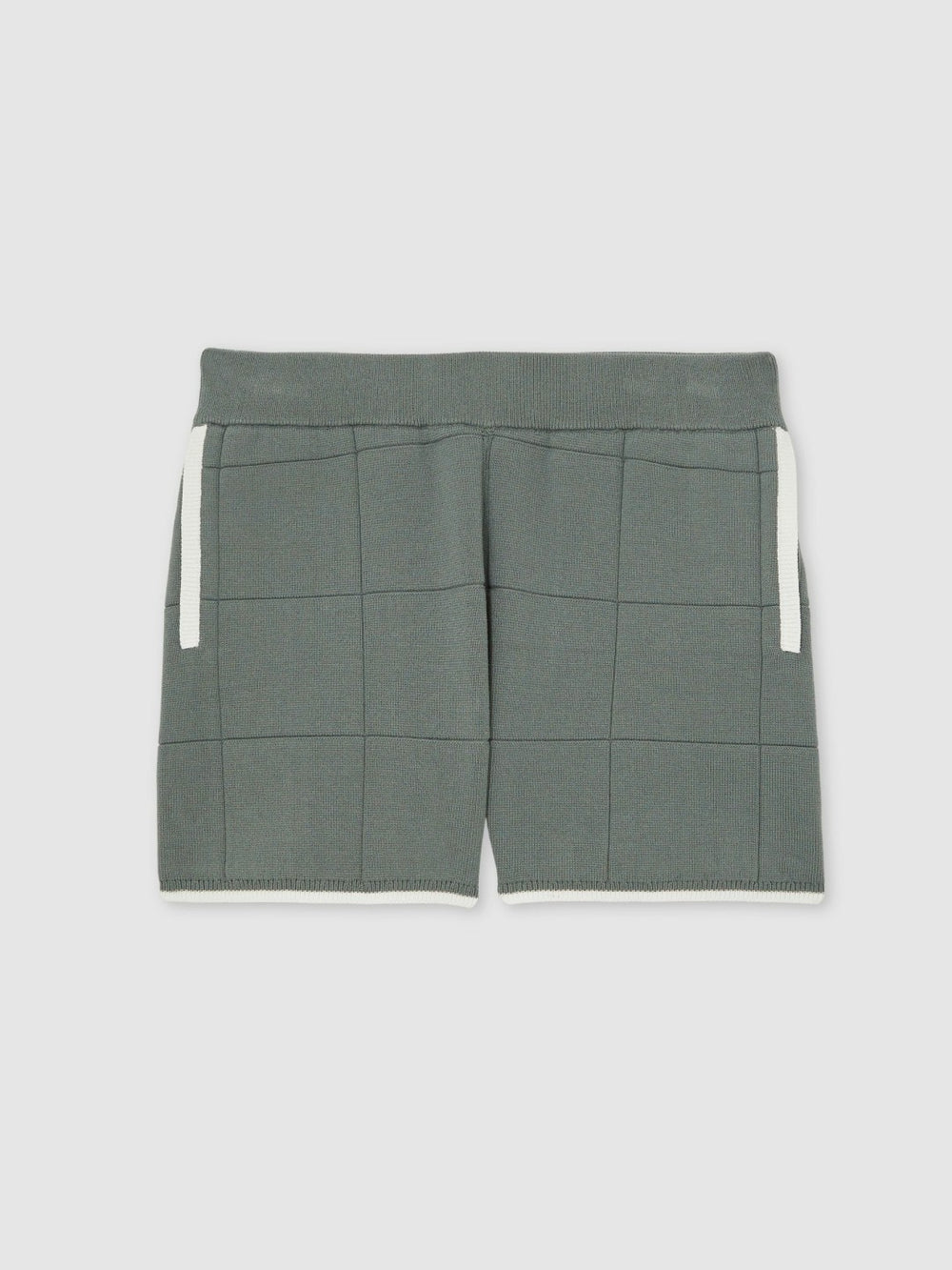 Reiss | Tipped Knit Stitch-Detail Shorts in Dark Sage Green