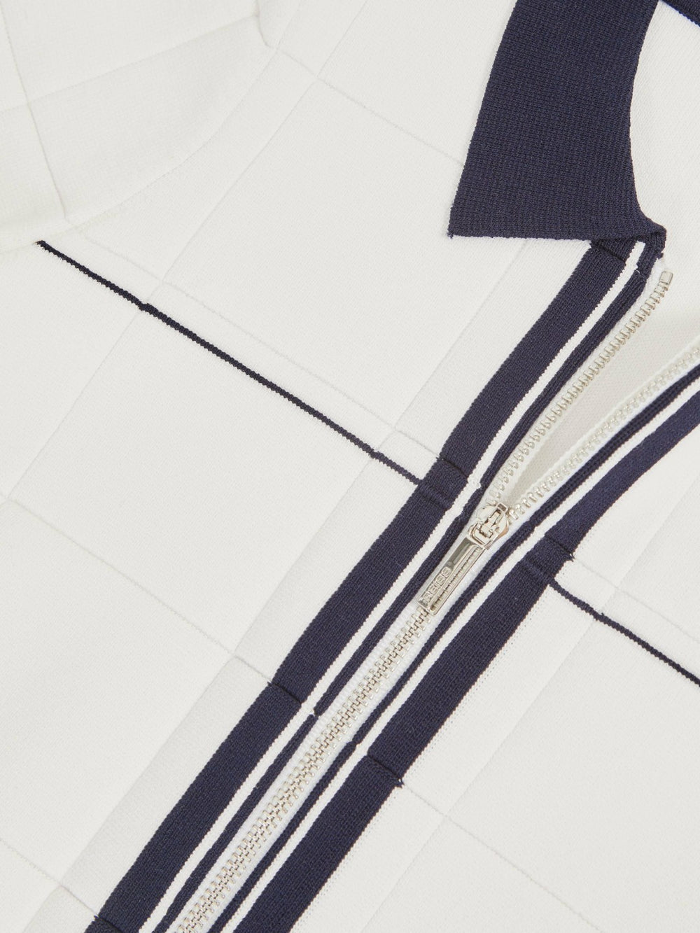 Reiss | 9-13 yrs Tipped Knit Zip-Through Shirt in White/Navy