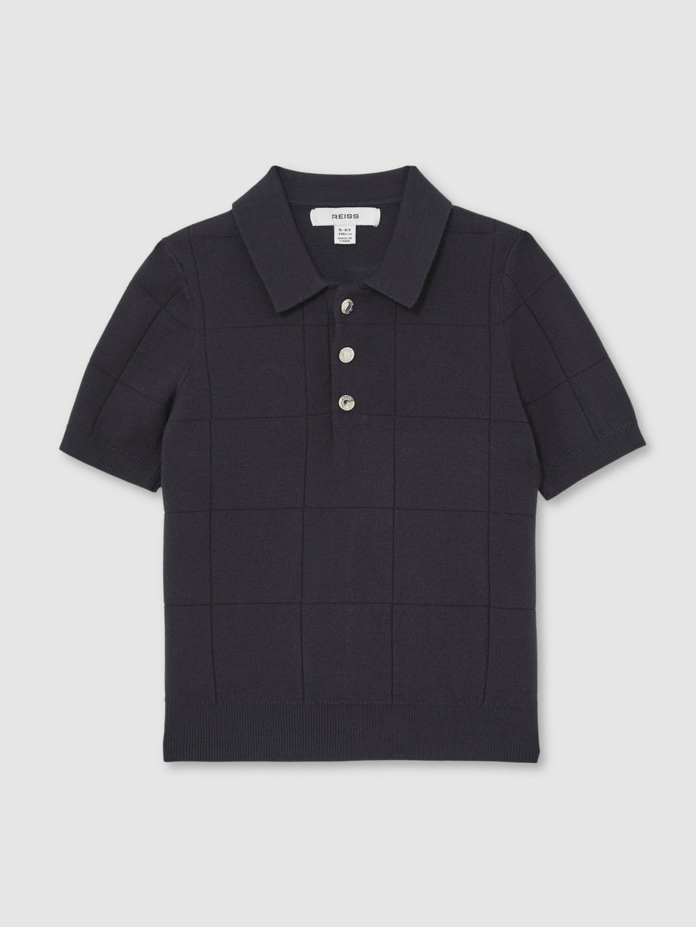 Reiss | 13-14 yrs Stitch-Detail Press-Stud Polo Shirt in Navy Blue