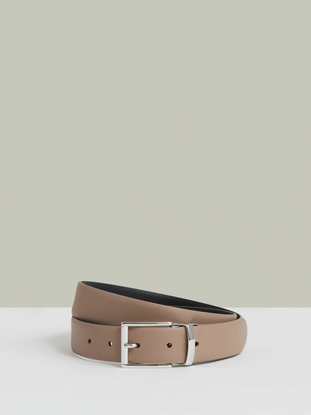 Reiss | Reversible Leather Belt in Dark Stone/Navy