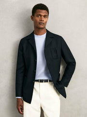Reiss | Reversible Leather Belt in Dark Stone/Navy