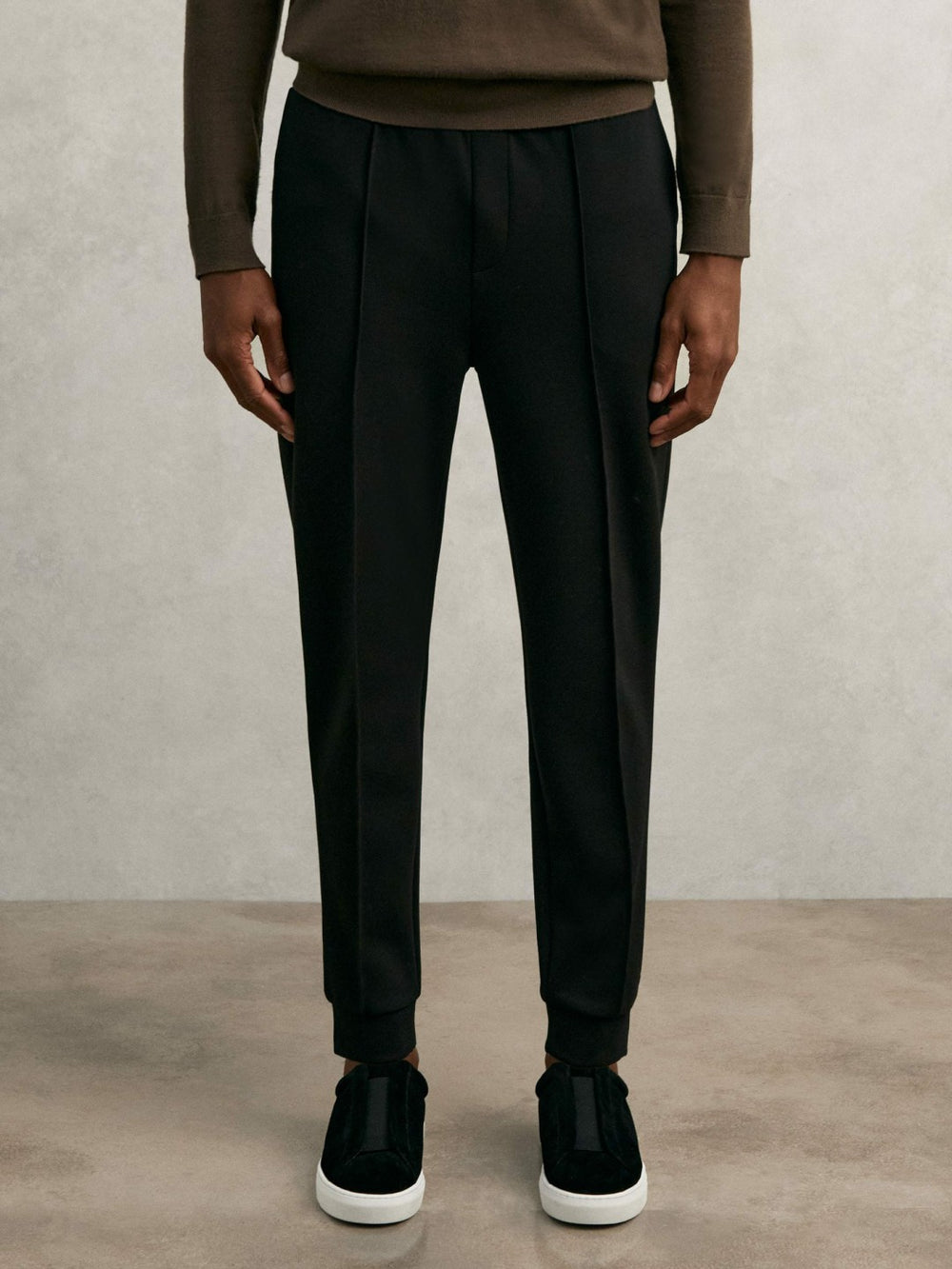 Reiss | Interlock Drawstring Joggers in Black
