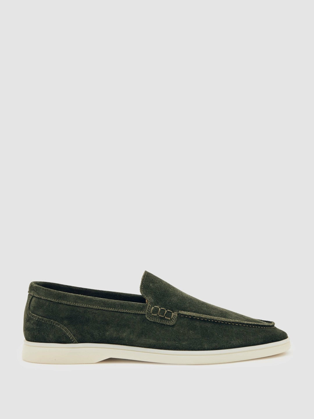 Reiss | Suede Slip-On Loafers in Forest Green