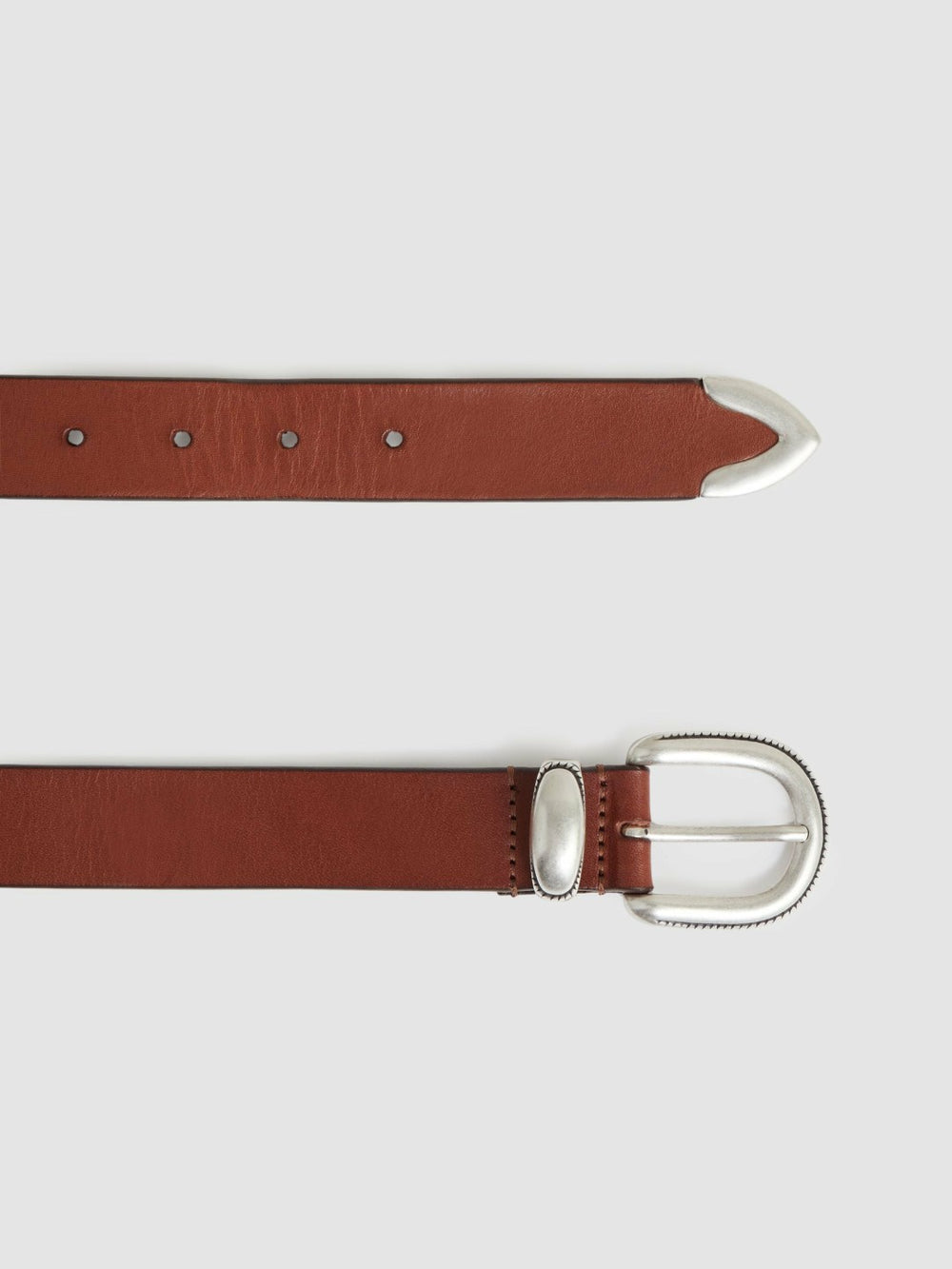 Reiss | Leather Western Belt in Tan Brown