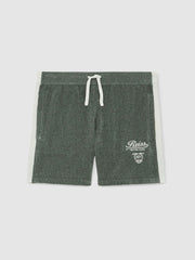 Reiss | 13-14 yrs Chenille Tipped Motor Cars Shorts in Dark Sage Green/White