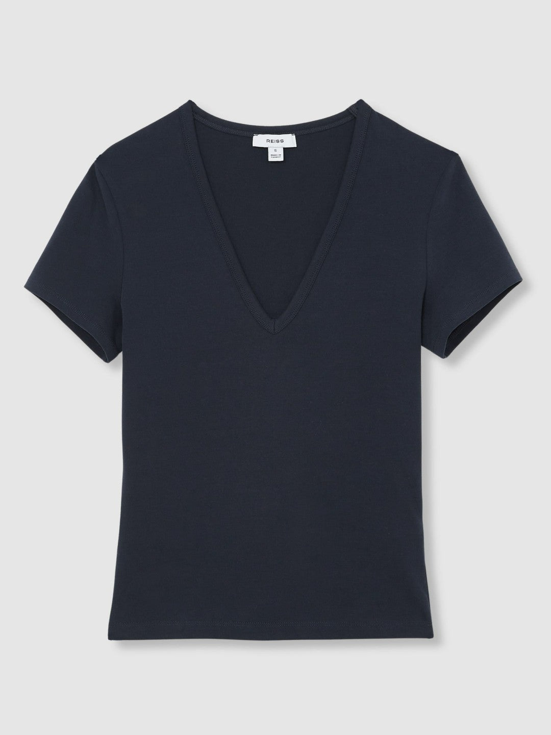 Reiss | Stretch Cotton V-Neck T-Shirt in Navy
