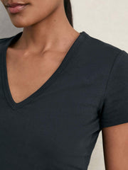 Reiss | Stretch Cotton V-Neck T-Shirt in Navy