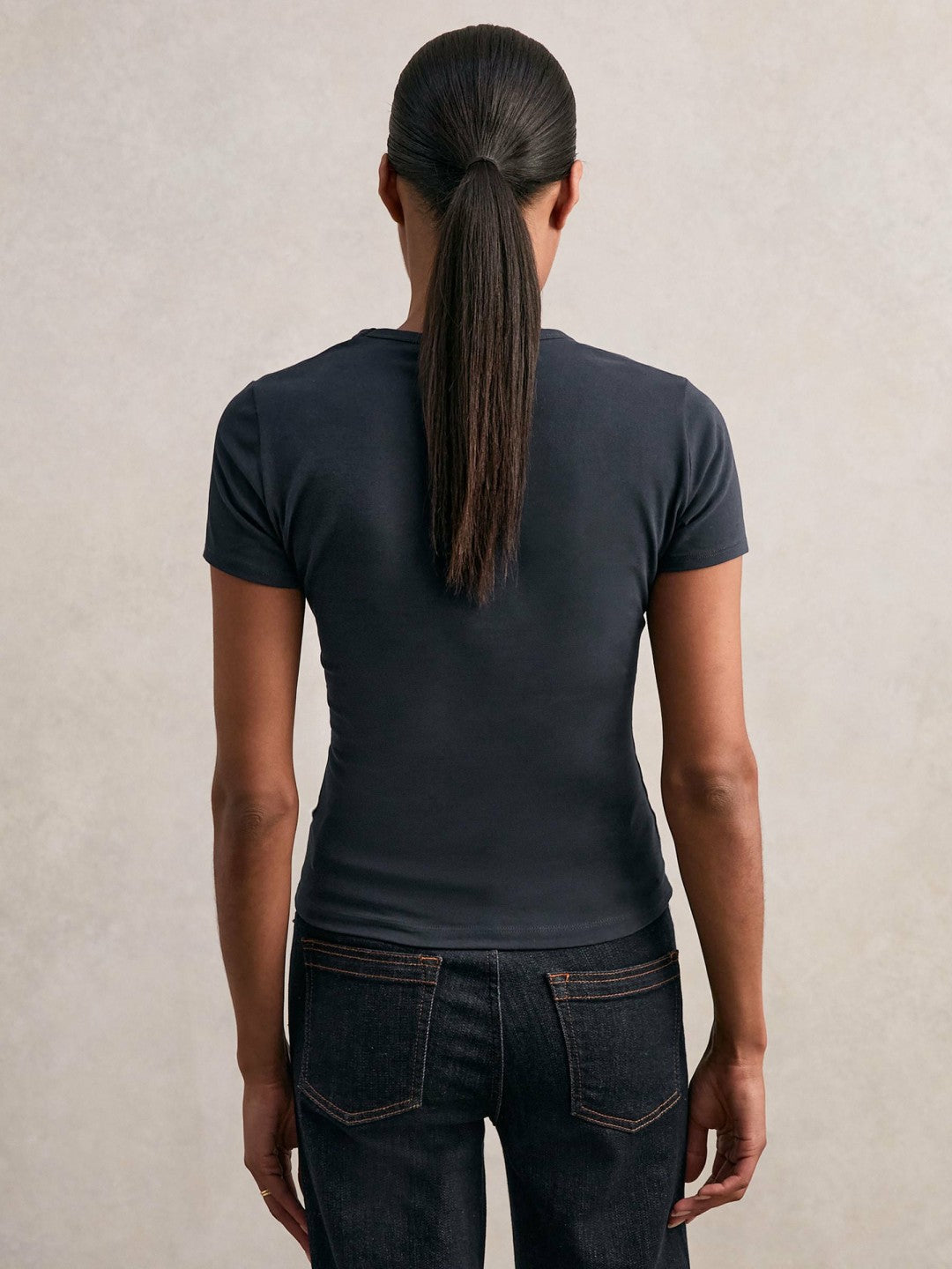 Reiss | Stretch Cotton V-Neck T-Shirt in Navy