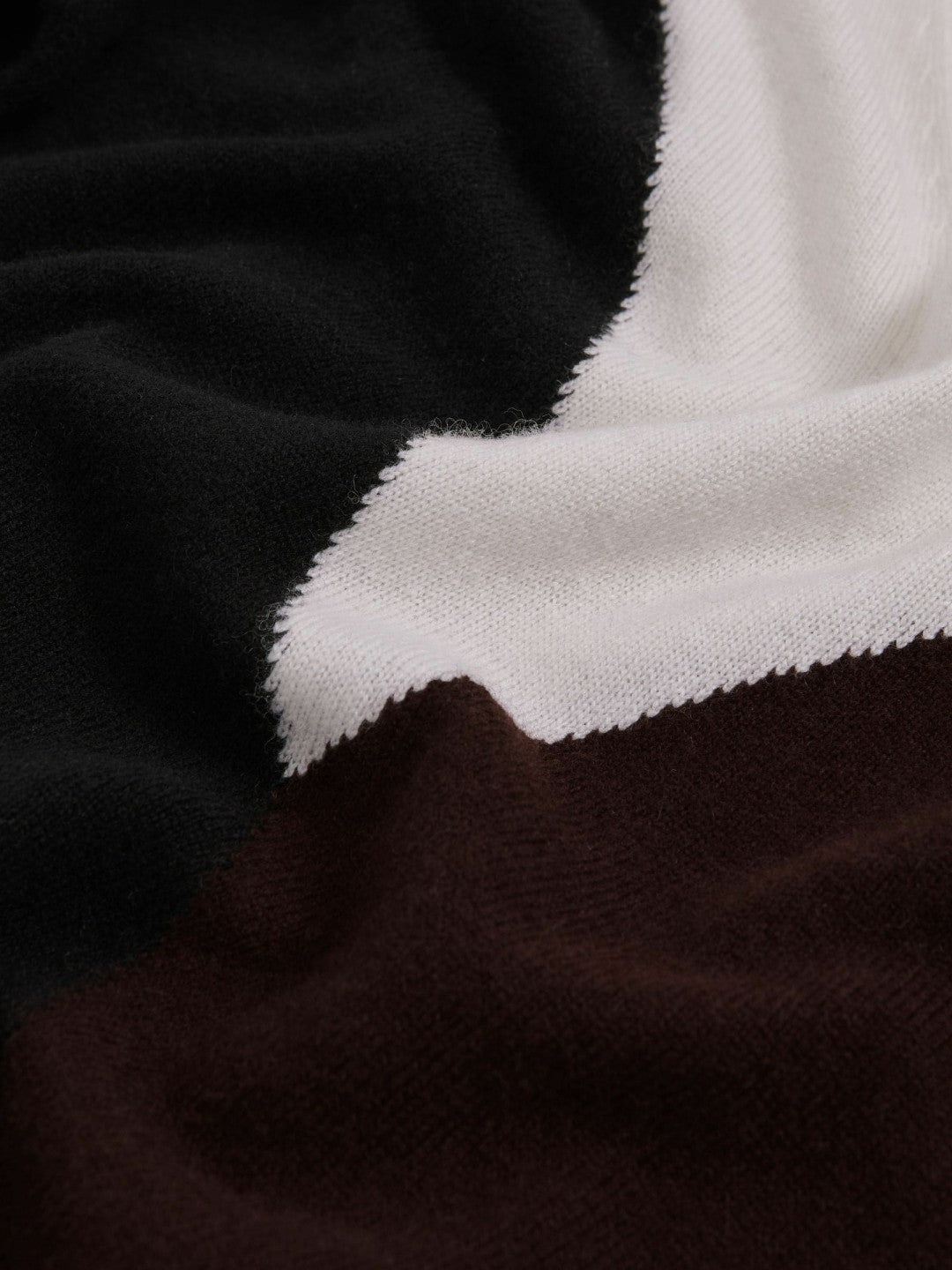 Reiss | Wool-Blend Colourblock Knit Jumper with Cashmere in Black/Burgundy/Cream