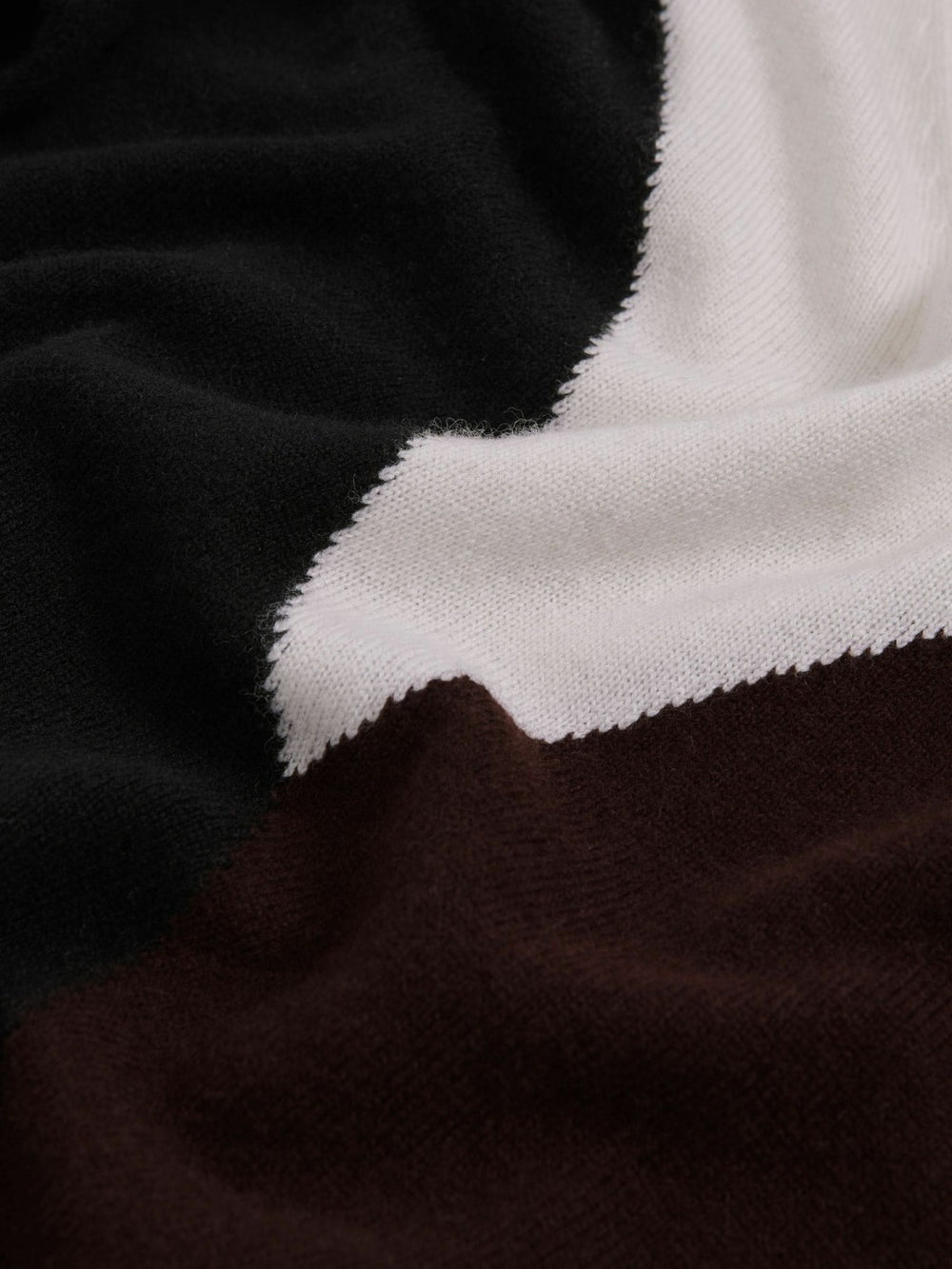 Reiss | Wool-Blend Colourblock Knit Jumper with Cashmere in Black/Burgundy/Cream