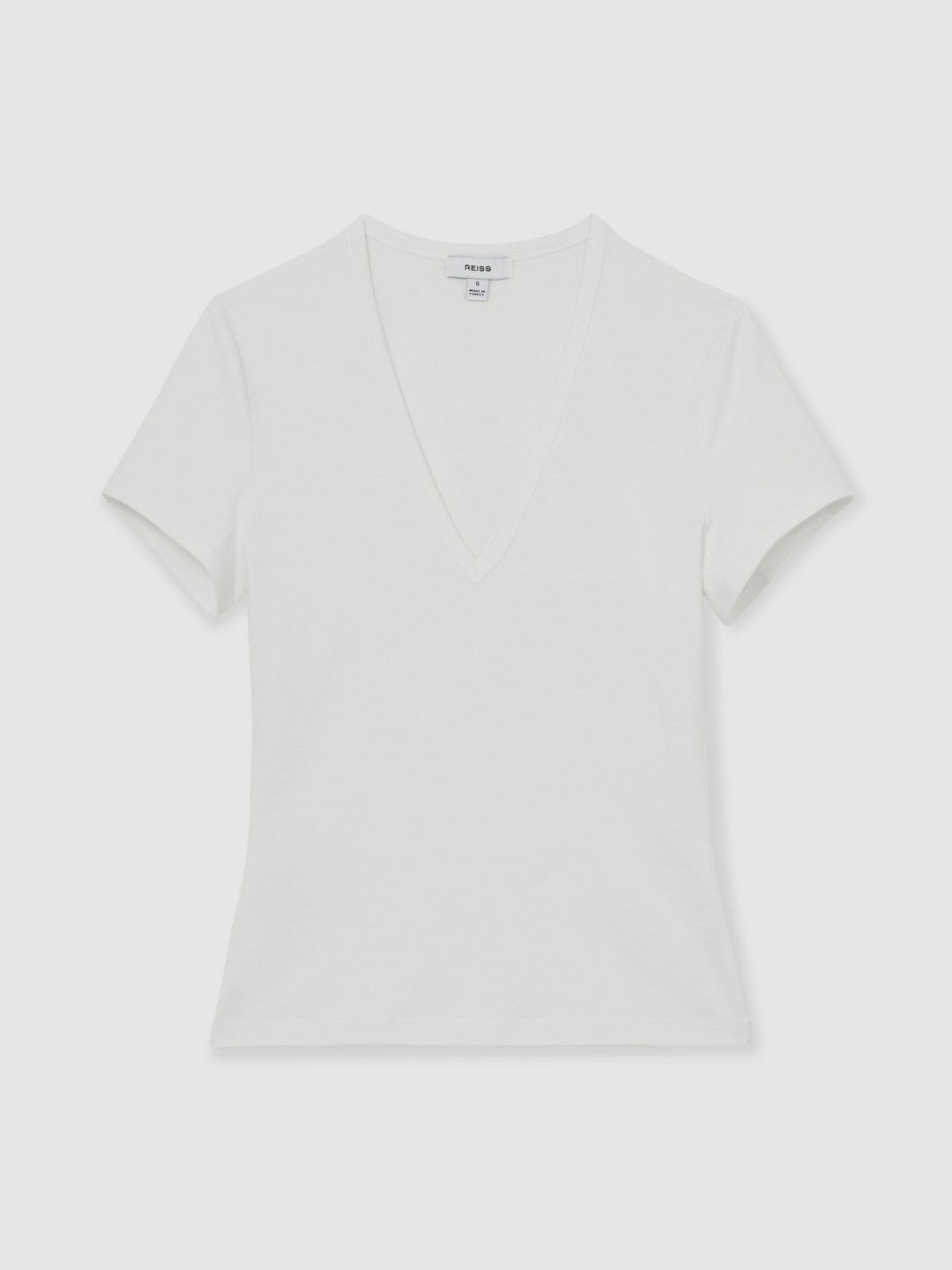 Reiss | Stretch Cotton V-Neck T-Shirt in White