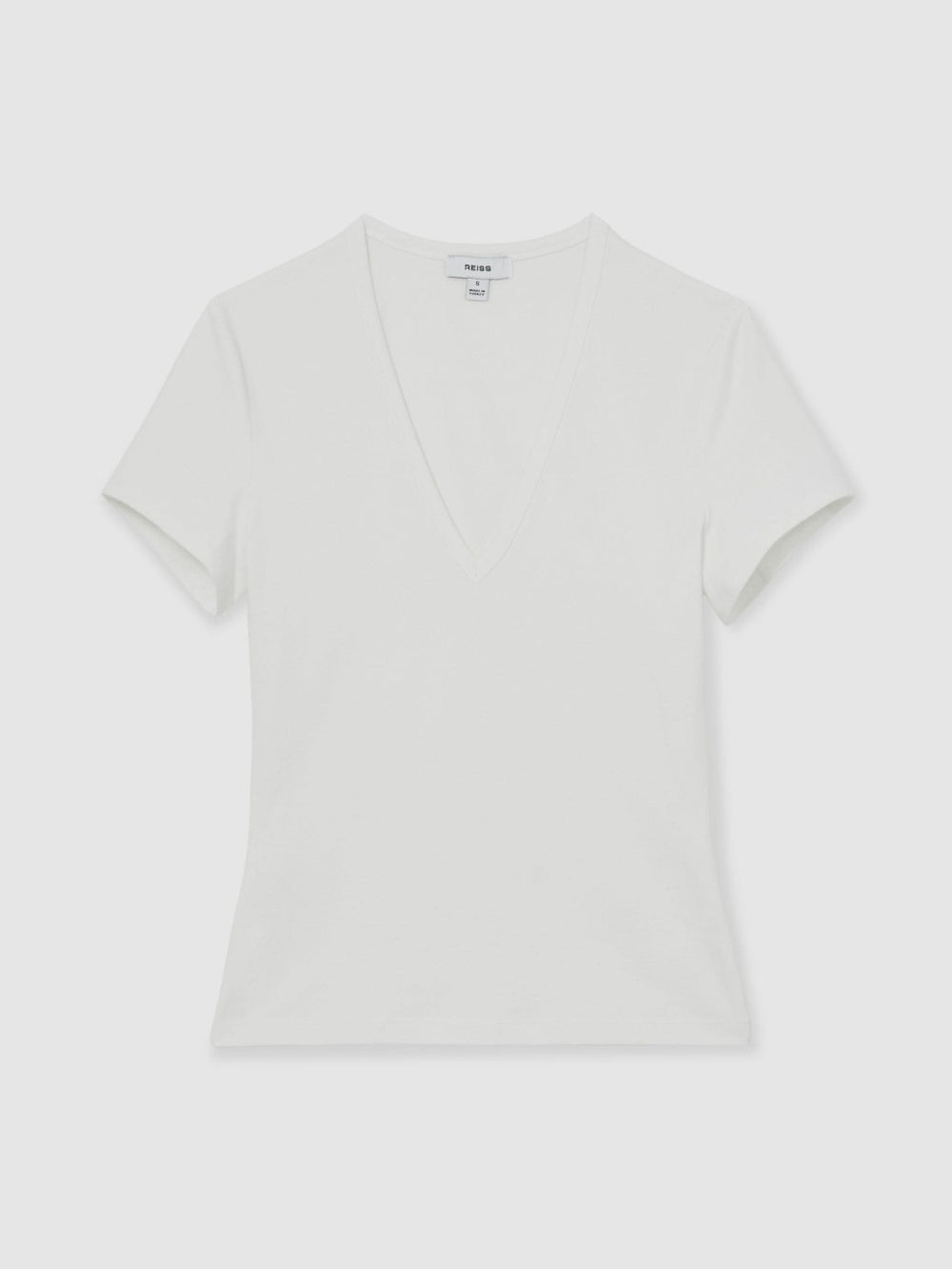 Reiss | Stretch Cotton V-Neck T-Shirt in White
