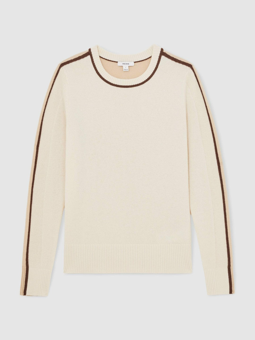 Reiss | Wool-Blend Colour-Block Jumper With Cashmere in Cream/Neutral