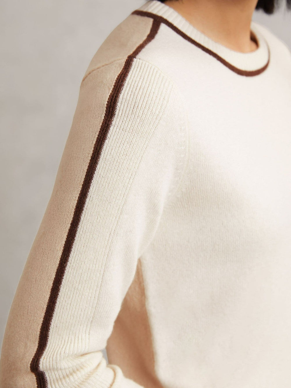 Reiss | Wool-Blend Colour-Block Jumper With Cashmere in Cream/Neutral