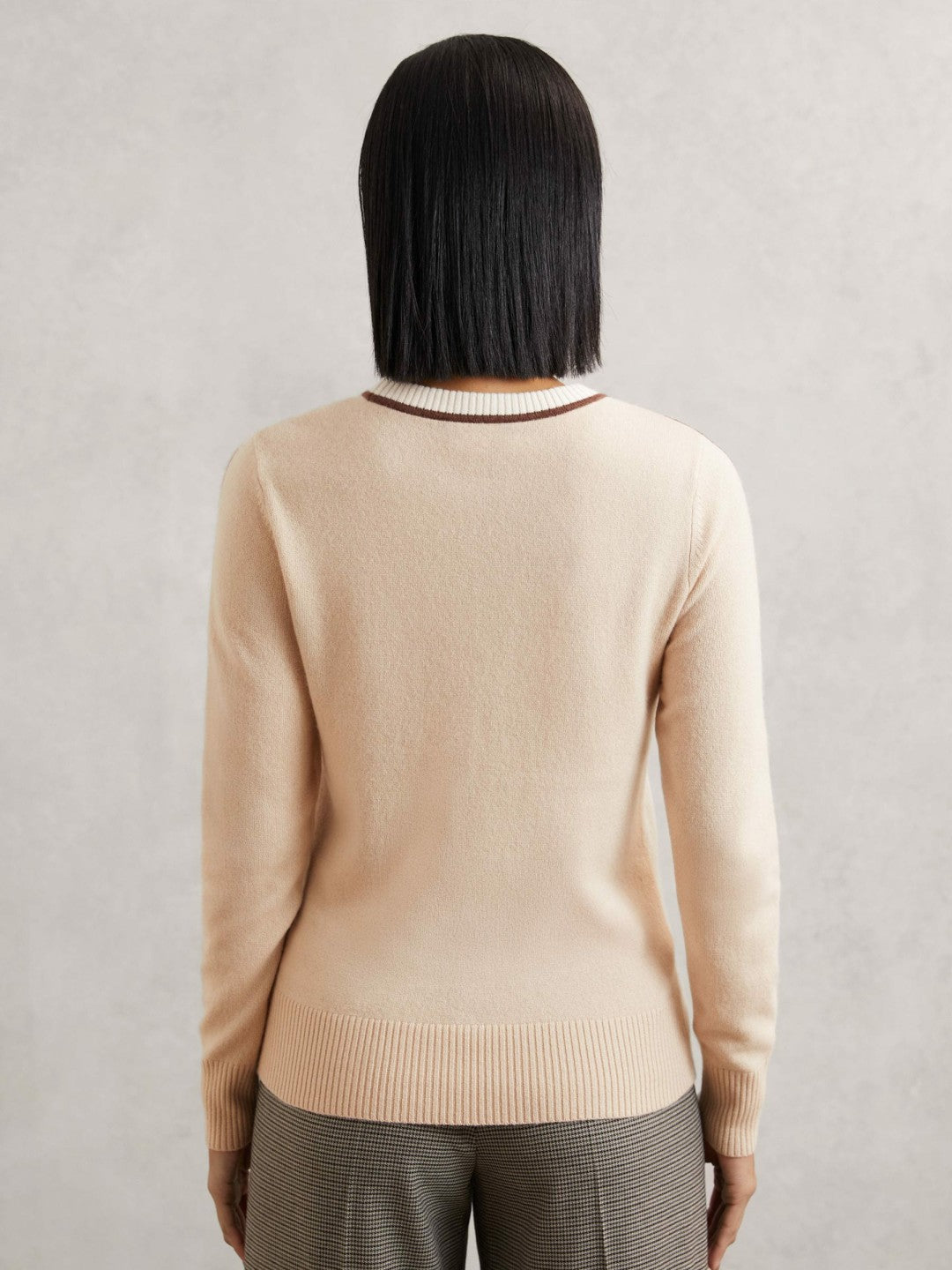 Reiss | Wool-Blend Colour-Block Jumper With Cashmere in Cream/Neutral