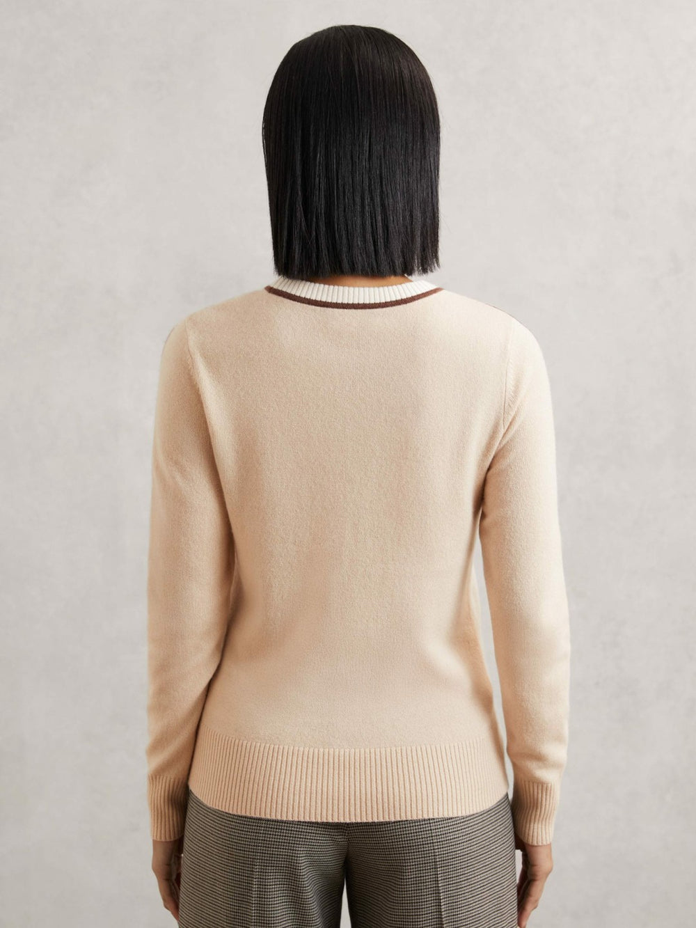 Reiss | Wool-Blend Colour-Block Jumper With Cashmere in Cream/Neutral
