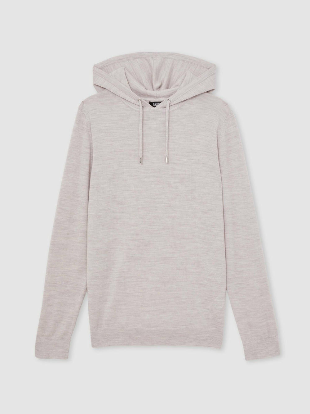 Reiss | Merino Wool Drawstring Hoodie in Wicker Brown Melange