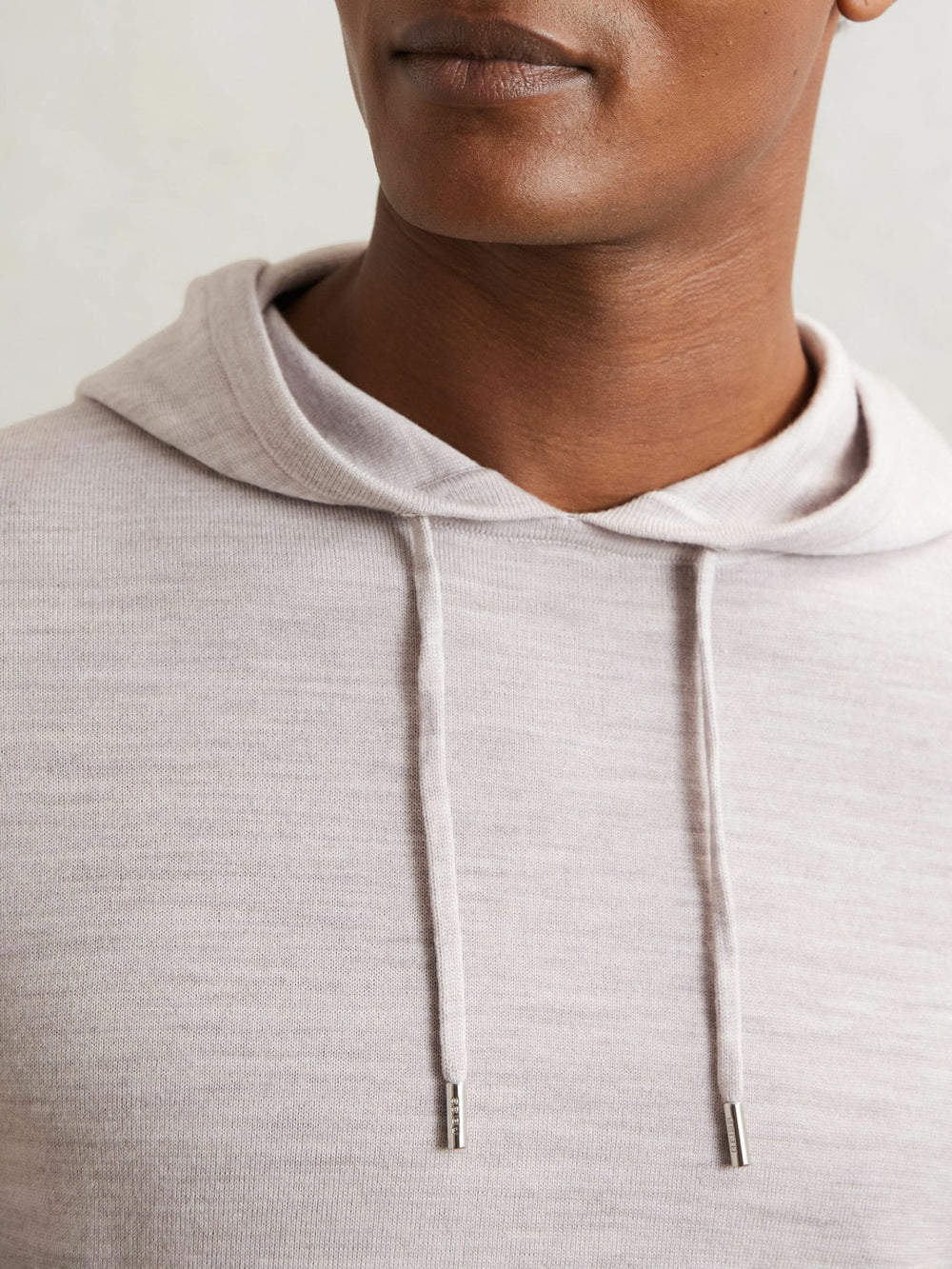 Reiss | Merino Wool Drawstring Hoodie in Wicker Brown Melange