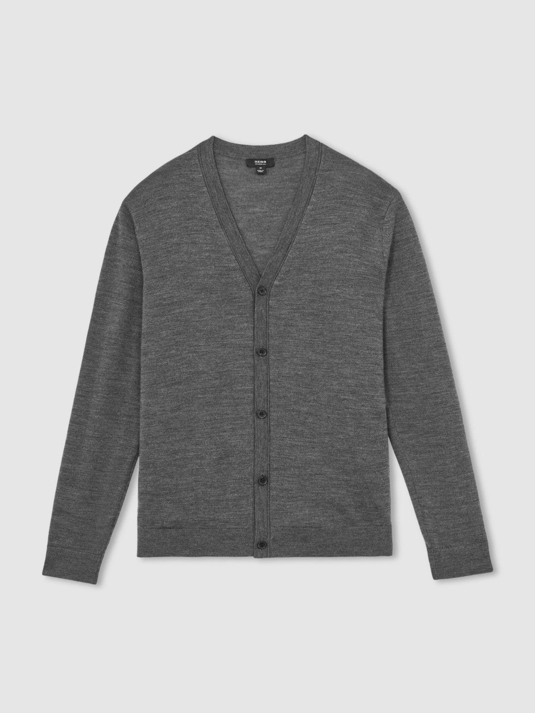 Reiss | Merino Wool Button-Through Cardigan in Derby Grey Melange