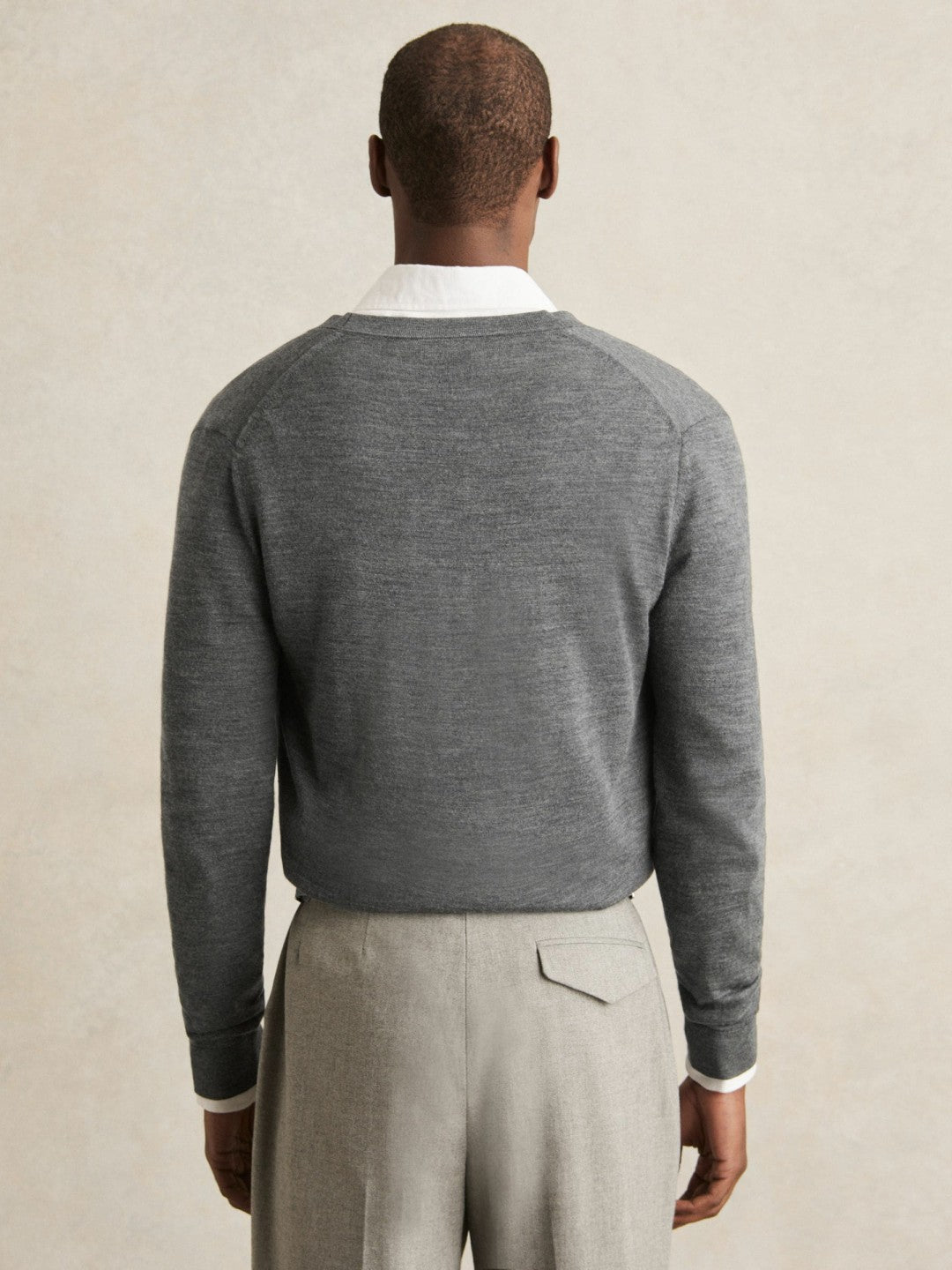 Reiss | Merino Wool Button-Through Cardigan in Derby Grey Melange