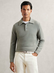 Reiss | Reversible Leather Belt in Forest Green/Off White