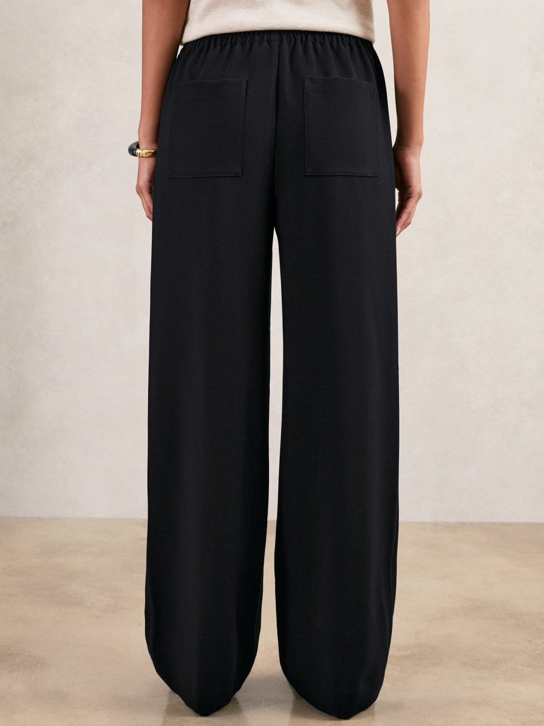 Reiss | Wide Leg Elasticated Waist Trousers in Navy