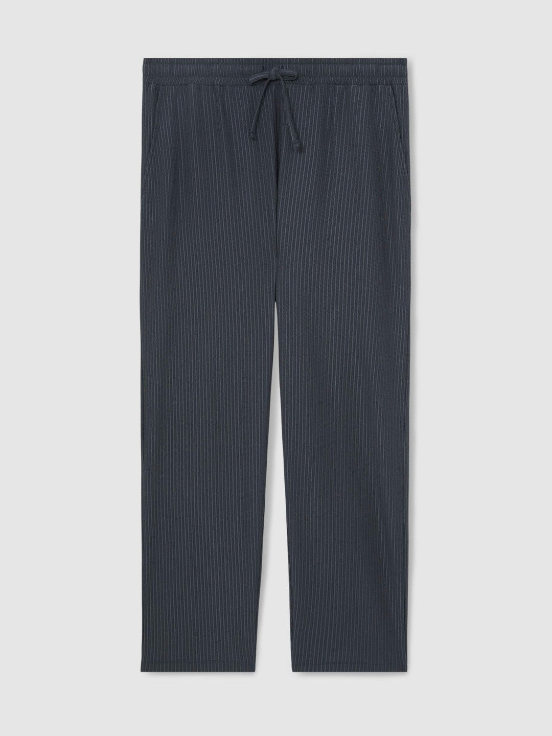 Reiss | Textured Stripe Drawstring Trousers in Petrol Blue